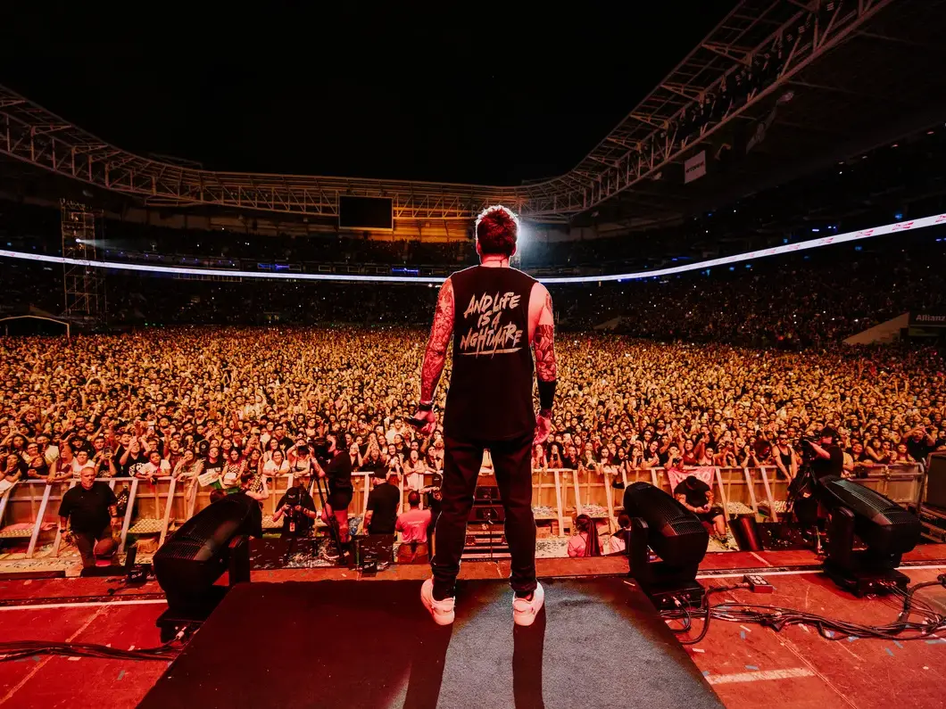 Simple Plan en directo ante un estadio lleno, foto de Anna Lee Media