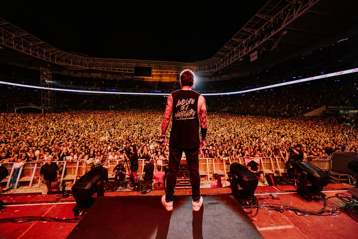 Simple Plan en directo ante un estadio lleno, foto de Anna Lee Media