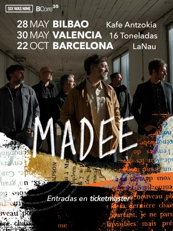Cartel de la gira de MADEE con la fecha de Barcelona en La Nau